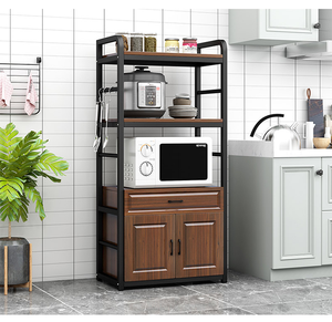 Étagère <span class=keywords><strong>d</strong></span>'<span class=keywords><strong>angle</strong></span> de cuisine multi-niveaux du sol au plafond pour four à <span class=keywords><strong>micro</strong></span>-ondes - Product Image 4
