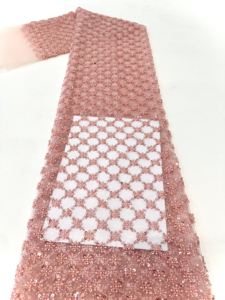 HONGLONG Hot Sale Fashion <strong>Peach</strong> Wedding <strong>Lace</strong> <strong>Fabrics</strong> High Quality French <strong>Net</strong> Embroidery Beaded Sequins <strong>Lace</strong> <strong>Fabrics</strong> for Dress - Product Image 5