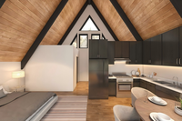 Maison modulaire préfabriquée avec toit en A entièrement fini et véranda, maison de type grange préfabriquée, maisons préfabriquées à vendre