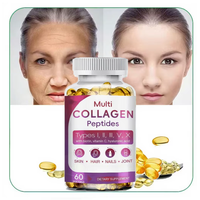 Complément alimentaire OEM Pure Marine Collagen Peptides Vitamine C pour la peau, les cheveux et les ongles, Vital Proteins Multi Collagen en capsules molles avec biotine