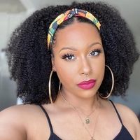 Fadkess — perruques cheveux humains 100% naturels, coiffure courte Afro pour femmes, bandeau crépu bouclé avec bandeau, vente en gros