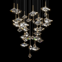 Lustre suspendu en cristal et métal doré de style nordique moderne, luminaire de luxe pour salon, décoration intérieure