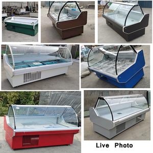 Vitrina Refrigerada Comercial de Una Sola Temperatura para Carne, con Placa Horizontal Curva de Acero Inoxidable, Exhibidor Abierto para Carne Fresca - Product Image 3