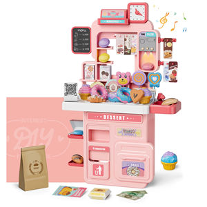 ชุดของเล่นบ้านทำ<span class=keywords><strong>อาหาร</strong></span>เด็ก ชุดเชฟทำขนม 61 ซม. ของเล่นครัว 59 ชิ้น พร้อมโต๊ะอาหาร มีไฟ มีเสียงเพลง และกระดานเขียนสำหรับเด็ก - Product Image 1