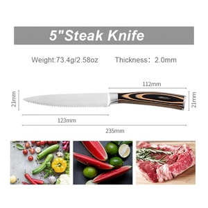 RUITAI - مجموعة سكاكين ستيك 420J2 من <span class=keywords><strong>6</strong></span> قطع من المصنع, بغطاء من الاستانلس ستيل ومقبض من الخشب الملون، سكين ستيك مدبب - Product Image 2