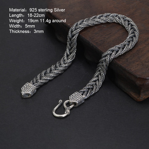 <span class=keywords><strong>Bracciale</strong></span> in argento Sterling 925 5mm coda di <span class=keywords><strong>volpe</strong></span> modello intrecciato a mano da donna e da uomo Vintage Chain Party Hiphop Jewelry Gift