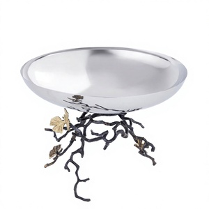 Cuenco de Metal de Lujo Árabe Hecho a Mano en Acero Inoxidable, Dorado y Plateado, para Servir Frutas Secas, Decoración para el Hogar en Ramadán y Eid - Product Image 4