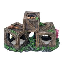 Décorations pour aquarium : Cachette rectangulaire à deux niveaux en résine pour Betta, crevettes et guppies, avec corail réaliste, éponge et algues marines, stable