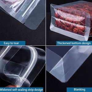 Sacchetti in poli trasparenti con fondo piatto per uso alimentare per imballaggi con chiusura lampo termosaldata in polvere prontamente disponibili - Product Image 2