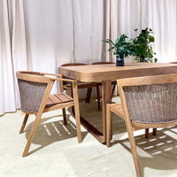 Nouvel ensemble de table et chaises de salle à manger en teck massif pour jardin extérieur, idéal pour villas, cours et hôtels – Vente chaude