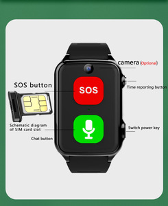 Meilleure montre connectée 4G pour personnes âgées, appel SOS, mini GPS, surveillance de la santé, détection de la fréquence cardiaque, étanche IP65, matériau ABS, personnelle - Product Image 4
