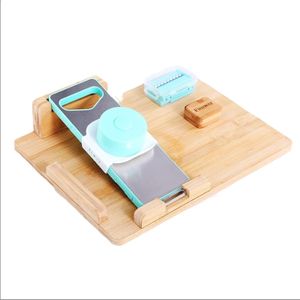 Planche à découper en bambou et en <span class=keywords><strong>bois</strong></span> durable, adaptée aux personnes amputées d'une seule main, avec des plateaux et une planche à fromage en bambou et un couteau - Product Image 1