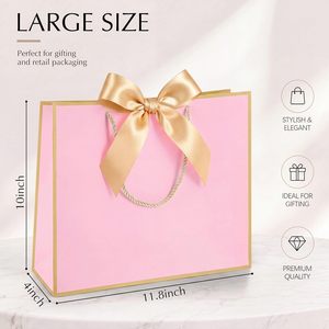 Bolsas de Papel para Compras con Asas de Listón Reutilizables, Ecológicas y de Lujo, Impresas Personalizadas con su Propio Logotipo, para Regalos de Boda y Joyería - Product Image 5
