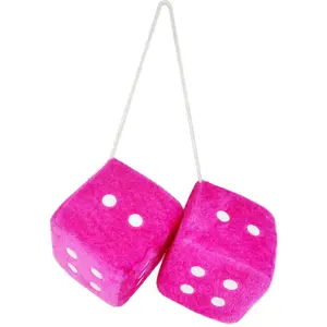 Custom Car Decoration Hanging Fuzzy Dice with Dots Plush Pendant Soft Stuffed Dice Plush Toys