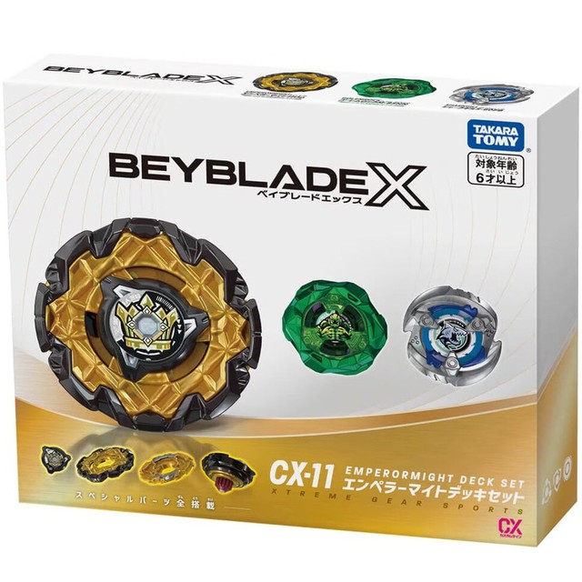 Pre Beyblade X CX-11 Emperor Might Deck TAKARA TOMY Ball Toy Kids Set UX17 Meteor Dragoon UX18 Spinal Spin Top Fingertip Spinner