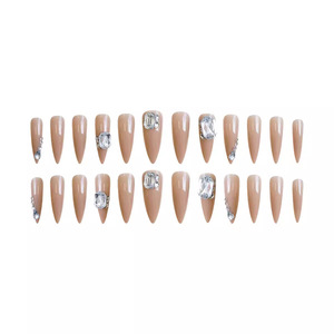 <span class=keywords><strong>Uñas</strong></span> Postizas de Lujo Color Nude con Cristales Grandes para Oficina, Fiestas y Eventos Corporativos, Venta al Por Mayor - Product Image 4