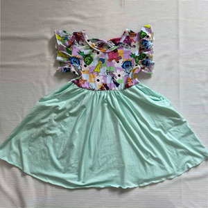 Body con gonna <span class=keywords><strong>da</strong></span> principessa in bambù stampato su misura per neonata in morbido bambù a maniche corte - Product Image 1