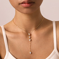 Collier en acier inoxydable plaqué or 18 carats en forme de Y avec pendentif en zircon, bijoux de mode pour femmes, pendentif empilable