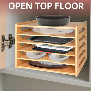Estante de almacenamiento de bambú de 5 niveles con parte superior abierta, organizador de gabinete para utensilios de cocina, repostería y vajilla. - Product Image 1