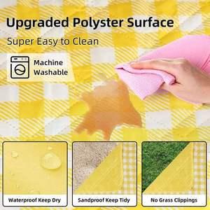 Tapis de pique-nique portable d'extérieur personnalisé, 80x80 pouces, en tissu anti-crevaison à noyau en caoutchouc, toucher frais, imprimé d'animaux de dessin animé - Product Image 2