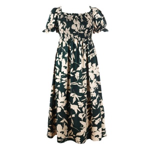 Robe décontractée ample bohème à fleurs pour femmes, robe grande taille, robe de plage, robe longue à manches courtes, robe d'été pour femmes rondes - Product Image 1