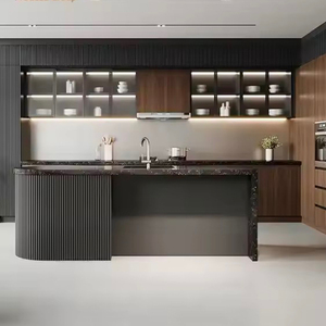 Chất lượng cao siêu Đen tủ bếp hiện đại phong cách sang trọng đảo thanh thiết kế nhà bếp - Product Image 1