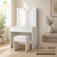 Coiffeuse Joystar avec miroir éclairé, station de maquillage avec tabouret, table de toilette pour chambre à coucher, idéale pour les projets de mobilier de salon