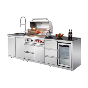 Cocina Exterior de Acero Inoxidable de Lujo para Asados, 59500 BTU, 4 Quemadores con Infrarrojos Traseros y Centro para Bebidas - Product Image 1