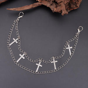 Martin <b>Boot</b> Double Layer Rhinestone Cross <b>Chain</b> Shoe <b>Chain</b> Round Toe Rubber Outsole Fashion Trend Accessory - Product Image 6