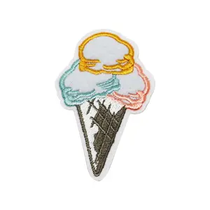 Personalized Logo Cartoon Icecream/Donut Embroidery Sticker On Patch For Kids Garment Decoration