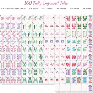 Fichas de Mahjong Americanas de Acrílico Rosa Premium, Juego de 4 Capas con Diseño Floral Hecho a Mano, para Entretenimiento en el Hogar y Fiestas - Product Image 3