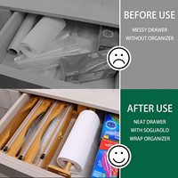 Support de rangement mural en bambou pour la cuisine Boîte à découper en plastique pour essuie-tout Porte-rouleau durable Feuille d'aluminium Essentiels de cuisine