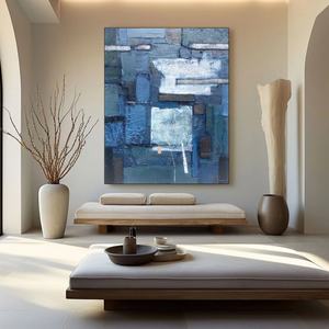 Art mural 3D fait main, grande peinture abstraite minimaliste sur toile, décoration murale verticale texturée, cadeau de déménagement unique - Product Image 5