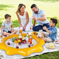 Support de refroidissement de boissons gonflable 37 pouces, plateau de service, bac à glace pour piscine et buffet, conteneurs alimentaires, Pâques Noël, en PVC, pour adultes