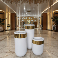 Grand Pot de Fleurs Luxueux Fait Main Or Blanc, Moderne, pour Intérieur, Décoration de Maison, Jardinière de Sol pour Hôtels, Vases Métalliques en Acier Inoxydable