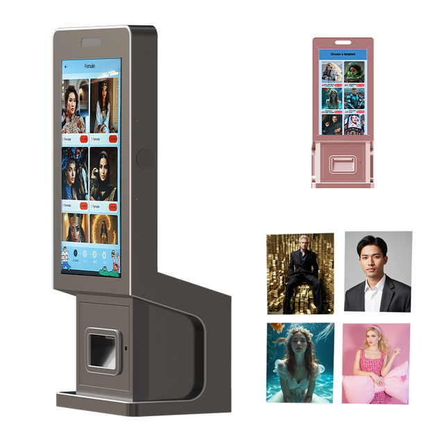 43 Inch Mini Selfie Photo Booth Vending Machine with Printer and Camera Coin Operate Metal Construction for Parties