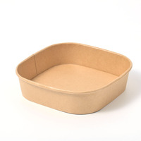 Bol carré en papier kraft jetable, écologique, 100 % biodégradable, compatible micro-ondes, pour camping, fruits, baies et salades