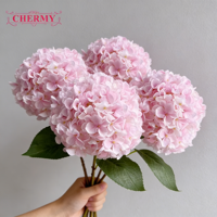 TH1543 Fleurs artificielles en soie de haute qualité, Hortensias pêche à grande tête pour la décoration de mariages et d'événements