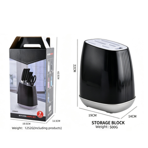 Lot de 7 couteaux de cuisine en acier inoxydable 3Cr13 avec bloc de rangement en PP – Vente en gros usine – Idéal pour les cuisiniers à domicile - Product Image 4