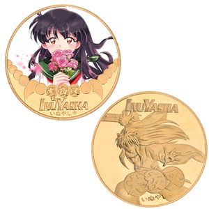 Pièce de monnaie numismatique ronde en émail doré et argenté <span class=keywords><strong>Inuyasha</strong></span>, 4 cm, 800 types, en stock OEM, 1 pièce par emballage en sac OPP sous coque plastique - Product Image 5