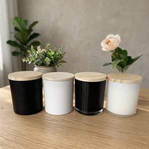 Meilleurs pots à bougies en verre écologiques résistants à la chaleur pour Noël, avec couvercles en bambou, récipients cylindriques vides réutilisables pour la décoration intérieure - Product Image 4