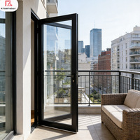 Puerta Batiente de Aluminio de Estilo Francés Moderno, Resistente a Huracanes, con Vidrio Laminado de Seguridad, Impermeable y Resistente a Impactos
