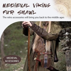 Disfraz Vikingo Stadget, Chal de Piel Sintética, Cinturón, Brazaletes, Atuendo de Guerrero Medieval, Accesorios de Cosplay Unisex para Adultos - Product Image 3