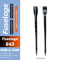 Fuselage Aluminium Standar Ultrashort 643mm Hitam, Suku Cadang Pengganti Hydrofoil, Aksesoris Papan Foil, Sayap Hydrofoil Wingfoil