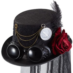Tocado <span class=keywords><strong>de</strong></span> encaje Rosa Lolita Steampunk victoriano para <span class=keywords><strong>mujer</strong></span>, sombreros mágicos planos, tocado <span class=keywords><strong>de</strong></span> Halloween, accesorios <span class=keywords><strong>de</strong></span> disfraz, sombrero gótico superior - Product Image 5
