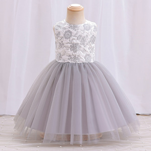Robe de princesse pour filles, robe de bal, jupe en dentelle et tulle, pour les âges de 0 à 5 ans, vert, rose, gris - Product Image 3