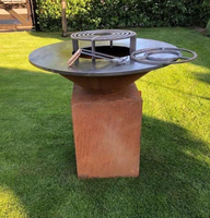 Barbecue extérieur en acier Corten pour feu de camp, table de cuisson au bois