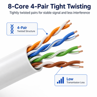 Cable Ethernet LAN UTP Cat6a de 305m (1000 pies) 23AWG de Cobre Puro con Conexión Estable y Estructura Cruzada para Redes Domésticas