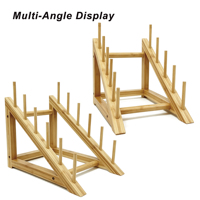 32x18x20cm Support Incline en Bambou Naturel pour Plats et Bols Cadre Triangulaire Boulangerie