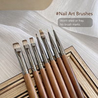 Ensemble professionnel de 8 pinceaux à ongles en bois pour la manucure française, pour les détails fins et le gel polish.